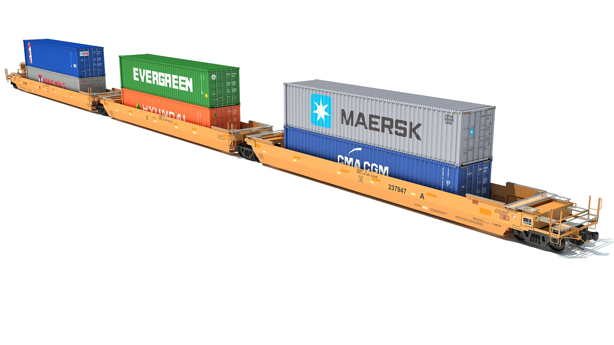 Double Stack Cars with Containers