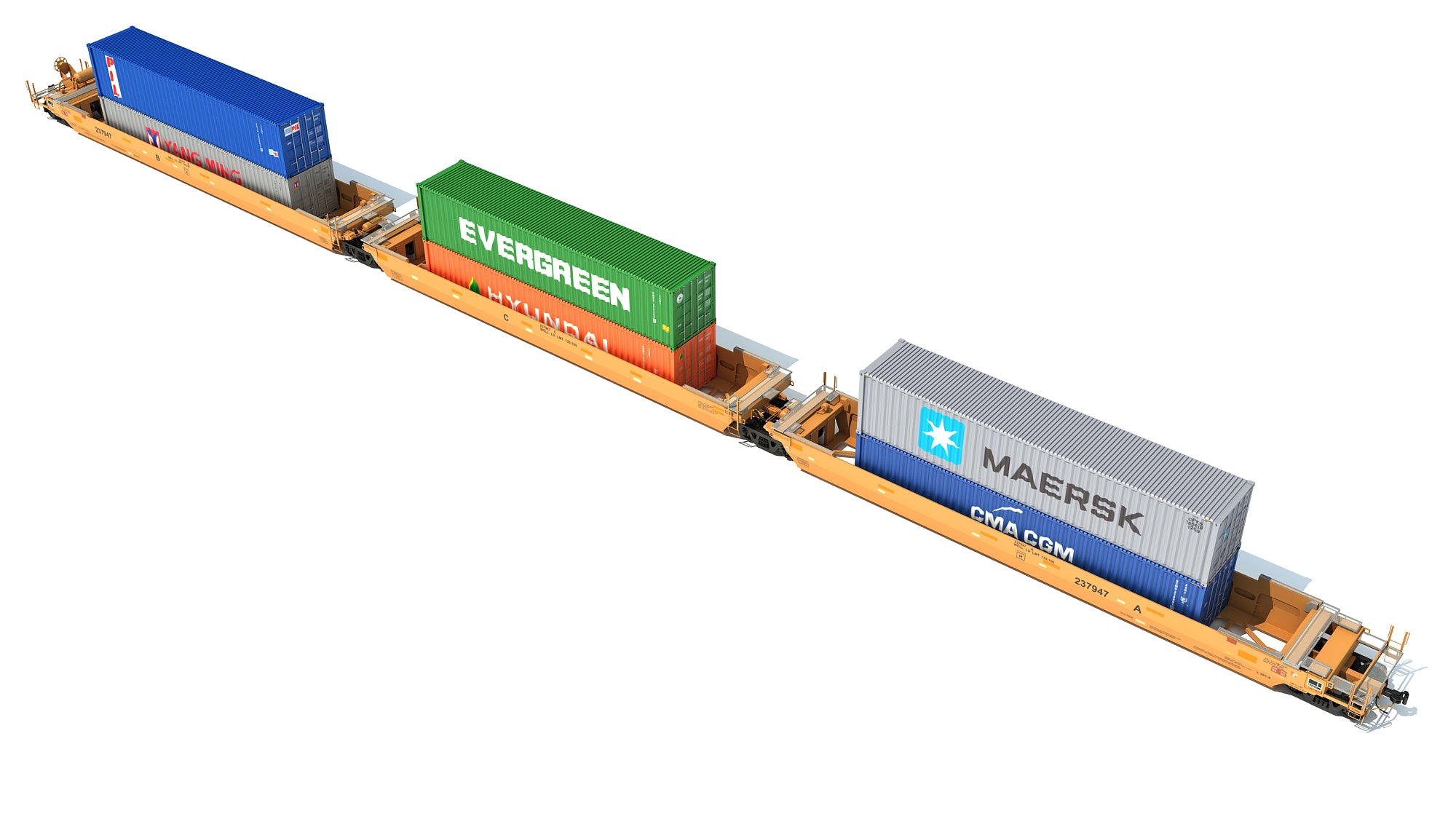 Double Stack Cars with Containers