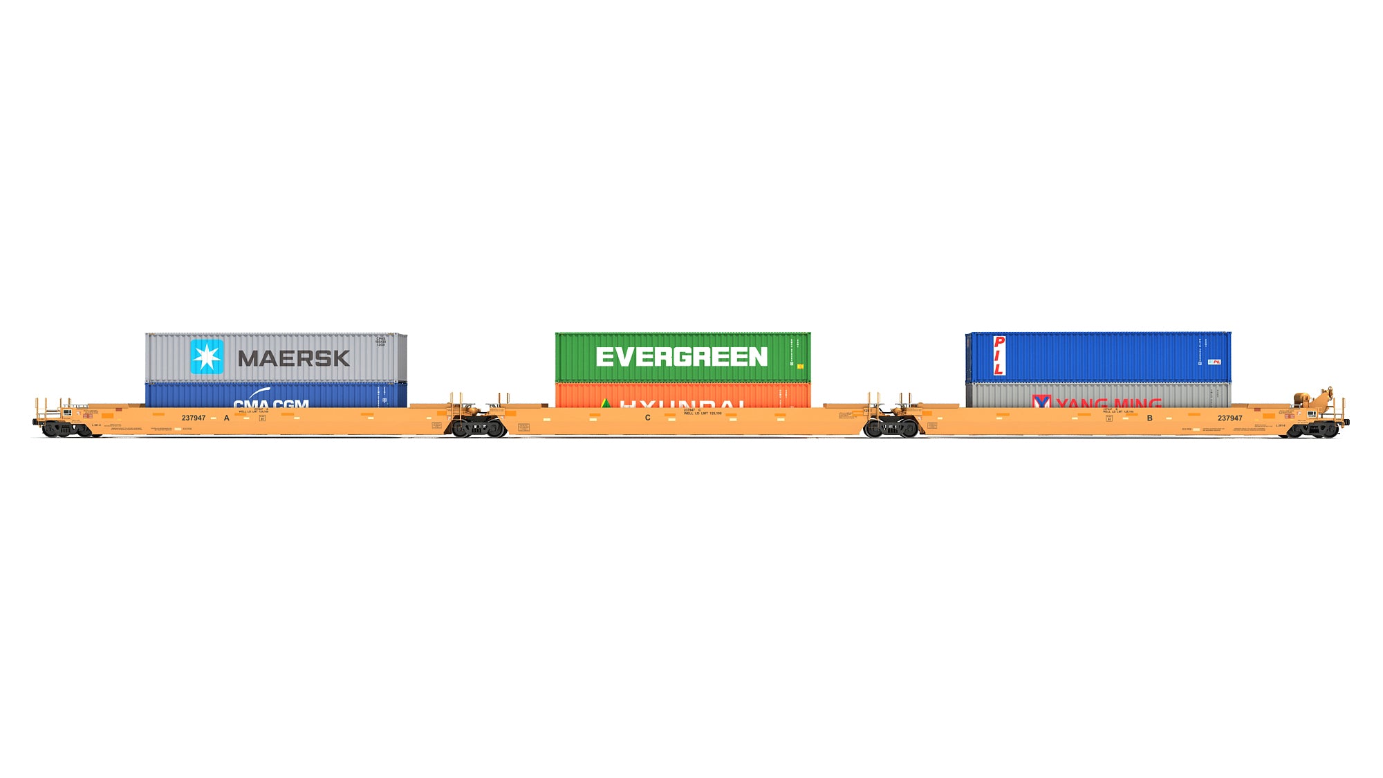 Double Stack Cars with Containers