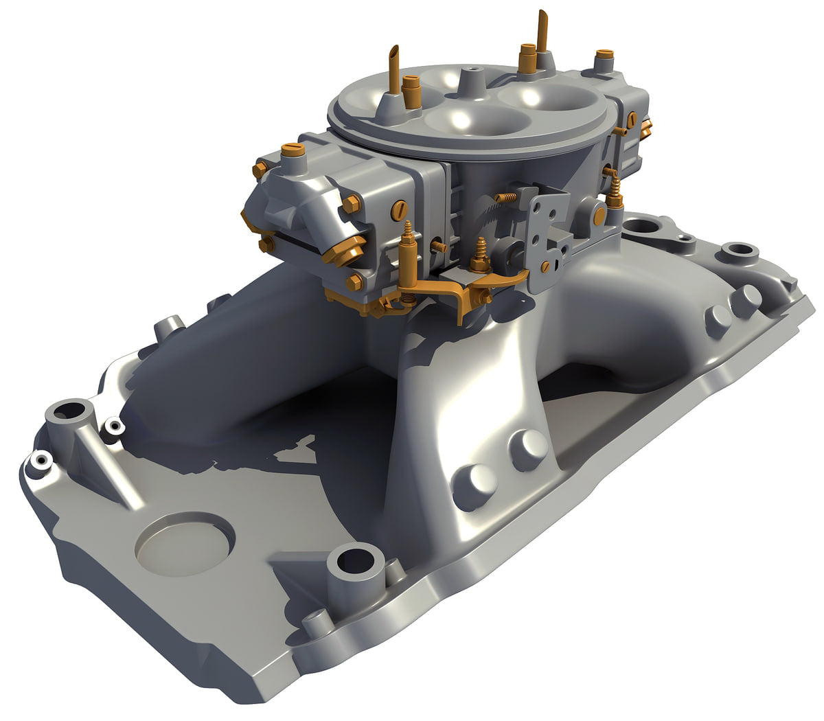 3D Holley Carburetor Intake Manifold Model