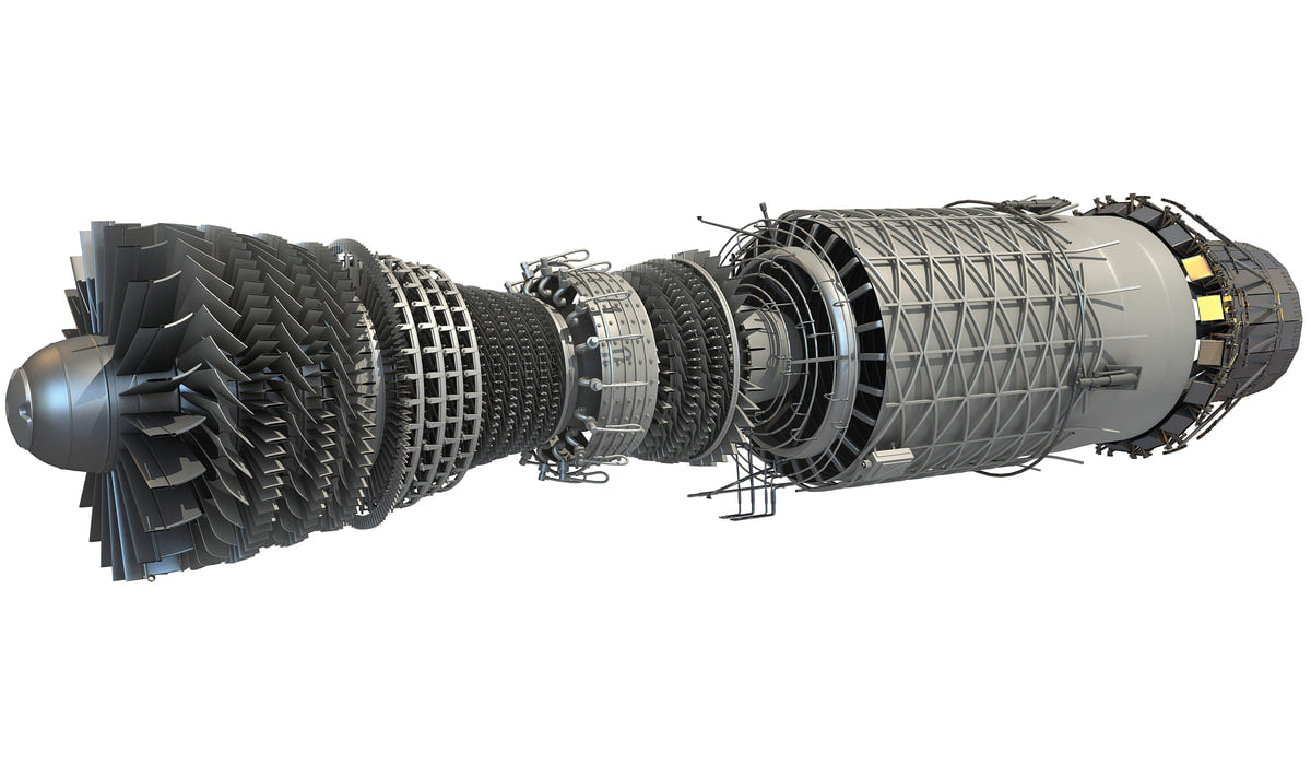3D Military Turbofan Afterburning Engines