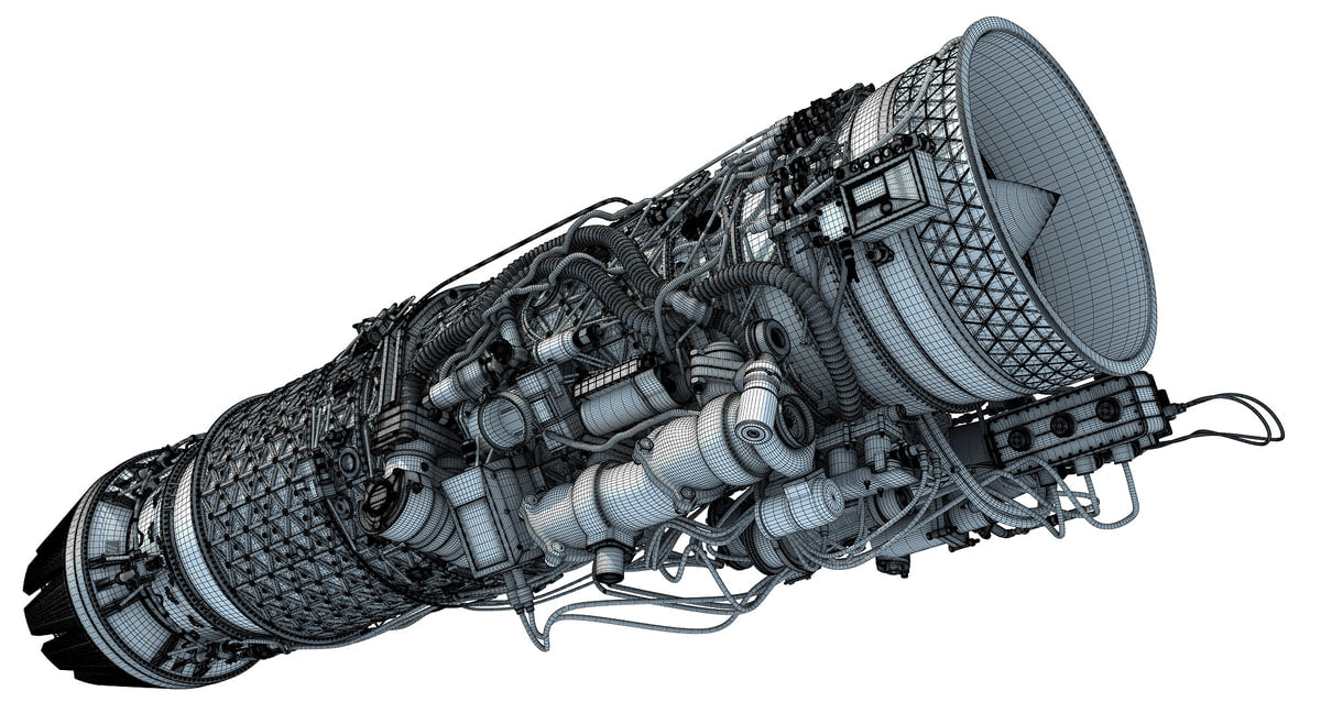 3D Military Turbofan Afterburning Engines