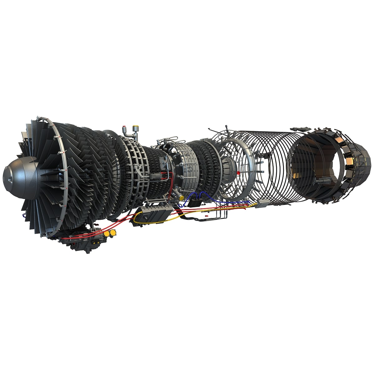 3D Military Turbofan Afterburning Engines