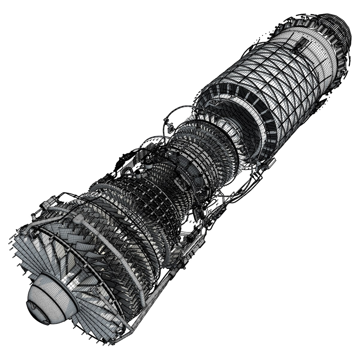 3D Military Turbofan Afterburning Engines