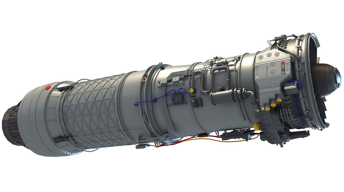 3D Model Sectioned Turbojet Engines