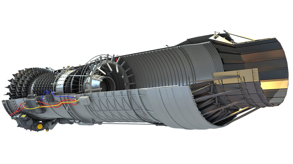 3D Model Sectioned Turbojet Engines