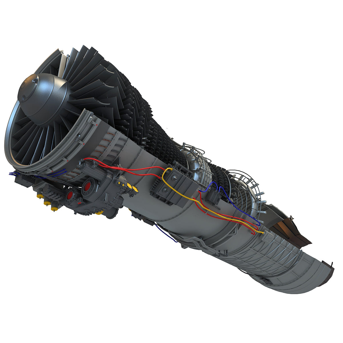 3D Model Sectioned Turbojet Engines