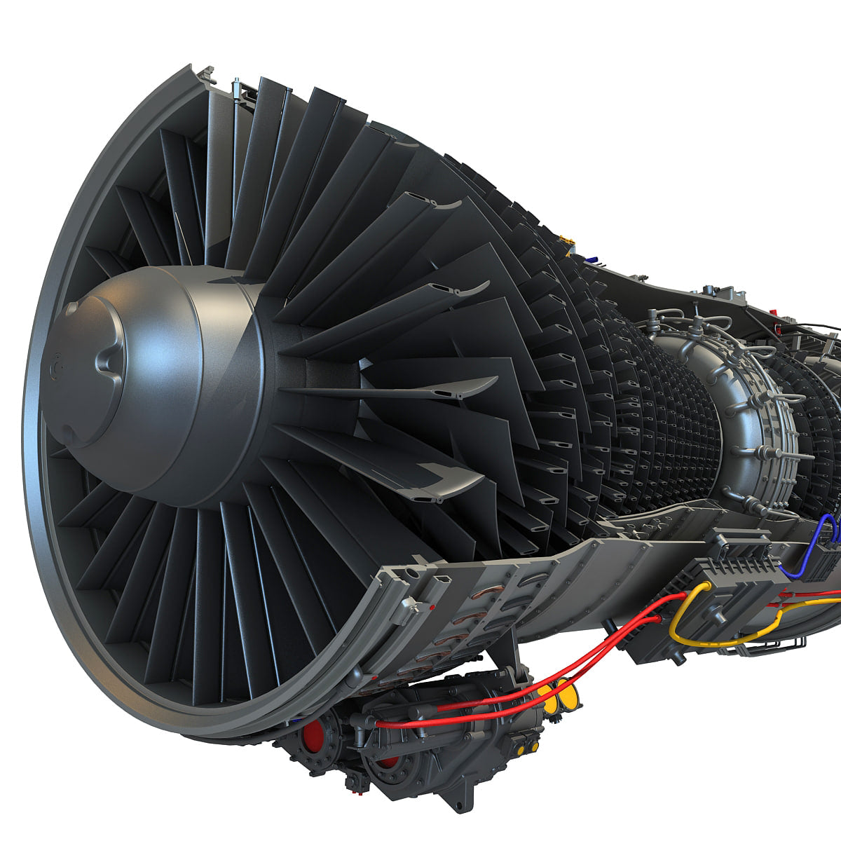 3D Model Sectioned Turbojet Engines