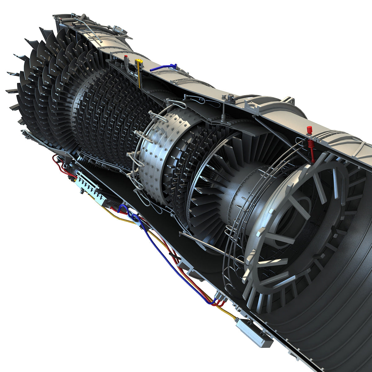 3D Model Sectioned Turbojet Engines