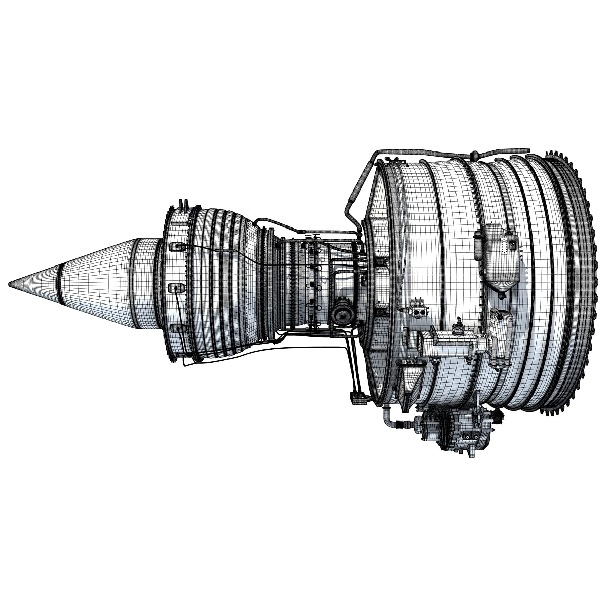 3D Model Sectioned Turbojet Engines