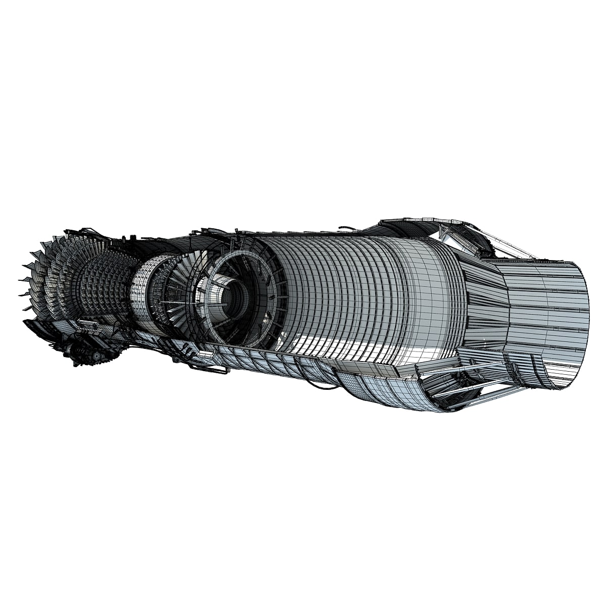3D Model Sectioned Turbojet Engines