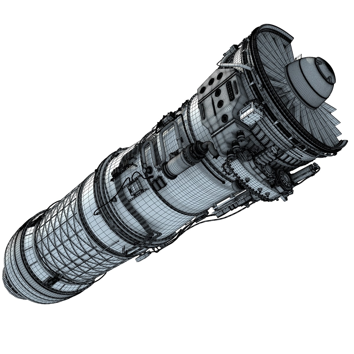 3D Model Sectioned Turbojet Engines