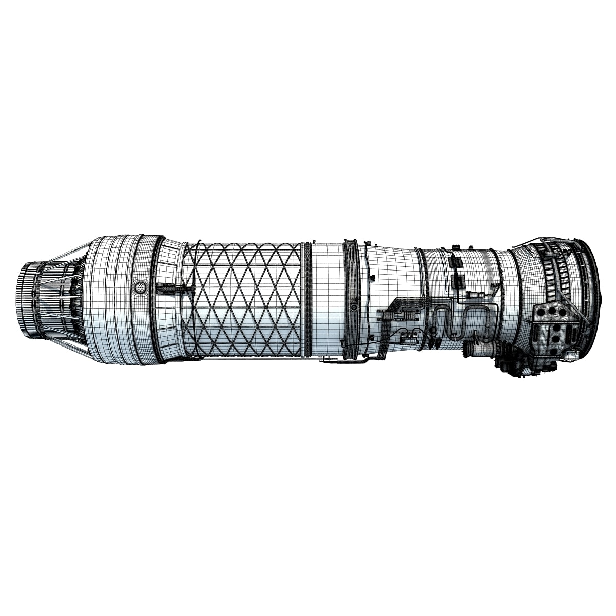 3D Model Sectioned Turbojet Engines