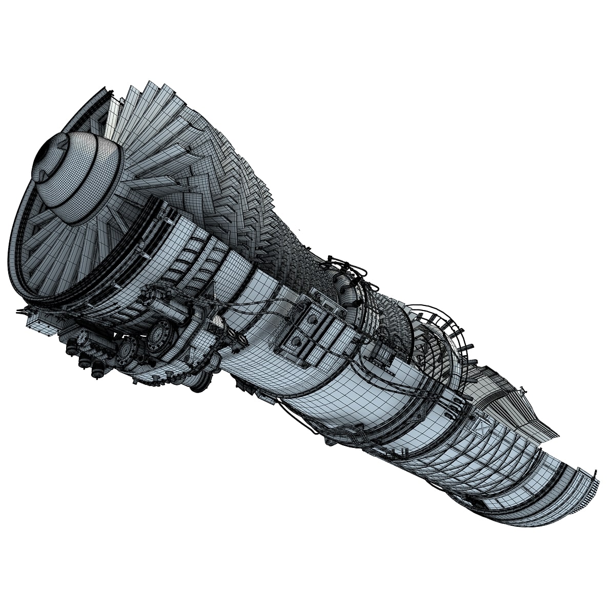 3D Model Sectioned Turbojet Engines