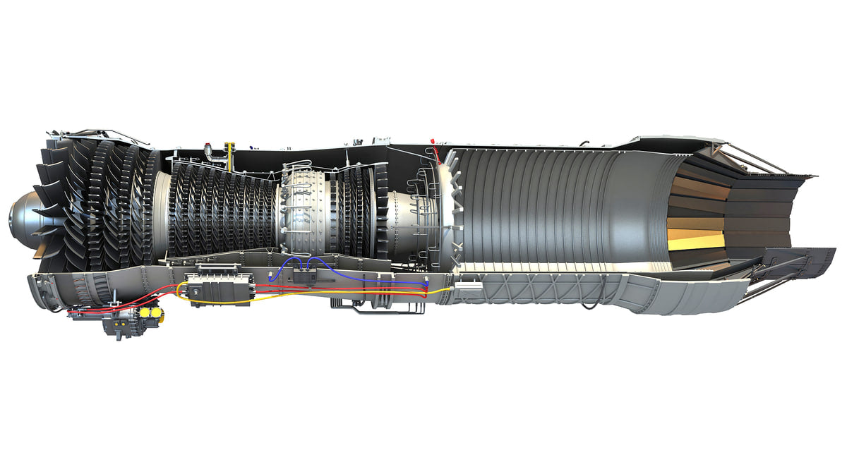3D Model Sectioned Turbojet Engines