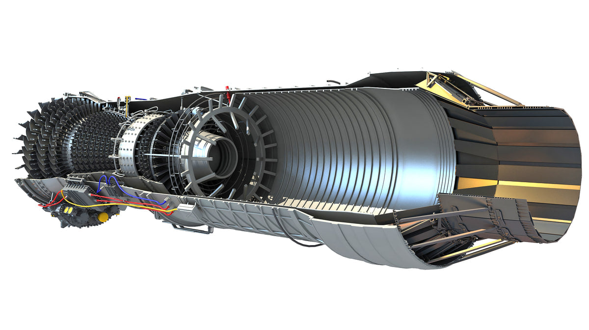 3D Model Sectioned Turbojet Engines