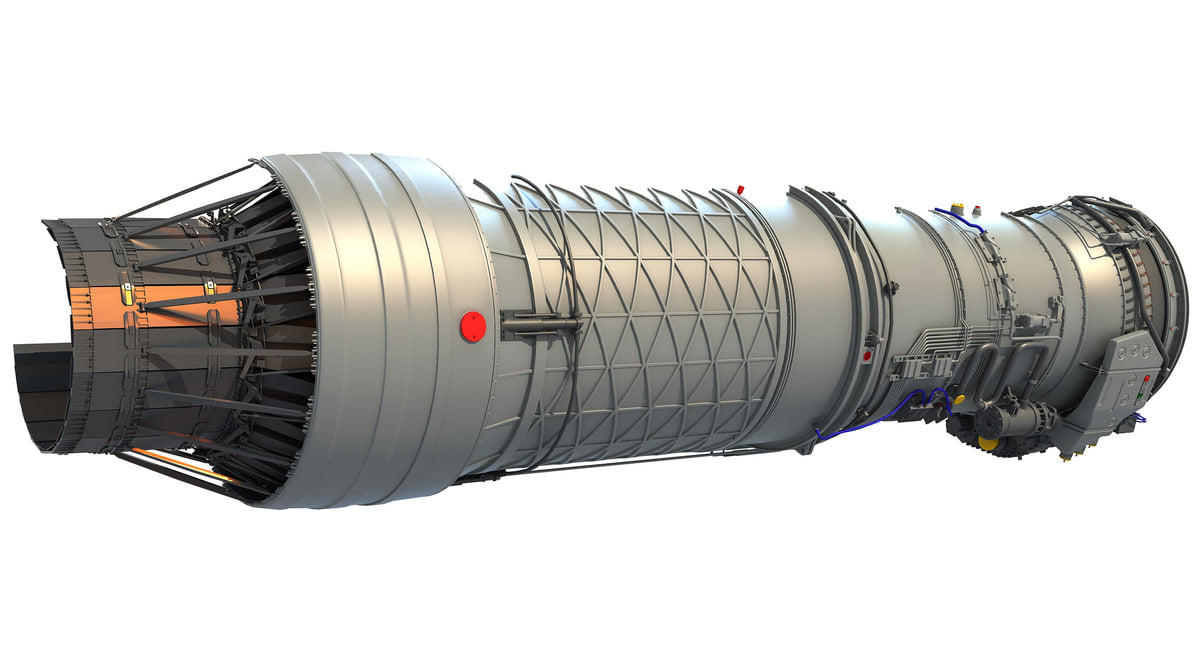 3D Model Sectioned Turbojet Engines