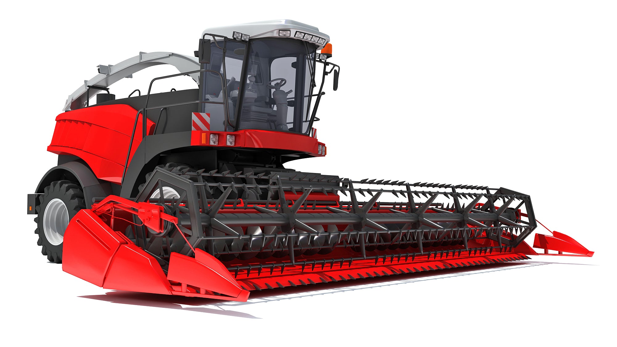 3D Red Combine Harvester