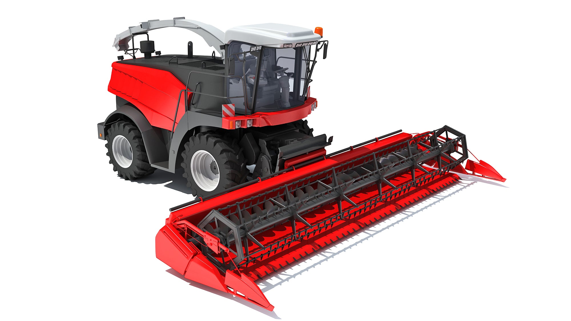 3D Red Combine Harvester