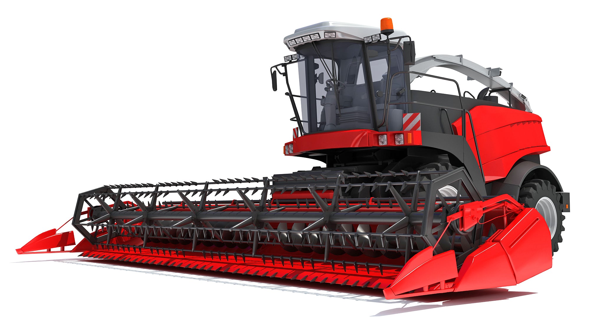 3D Red Combine Harvester