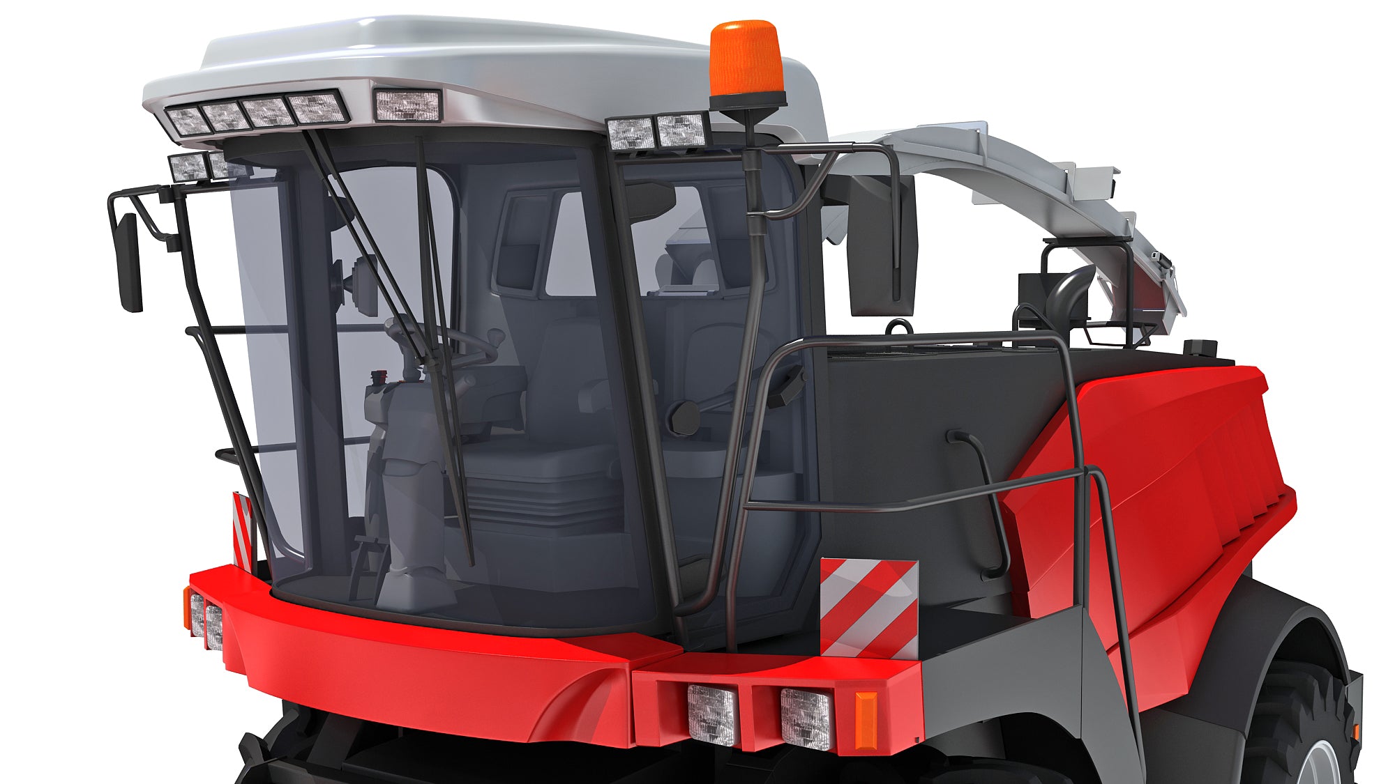 3D Red Combine Harvester