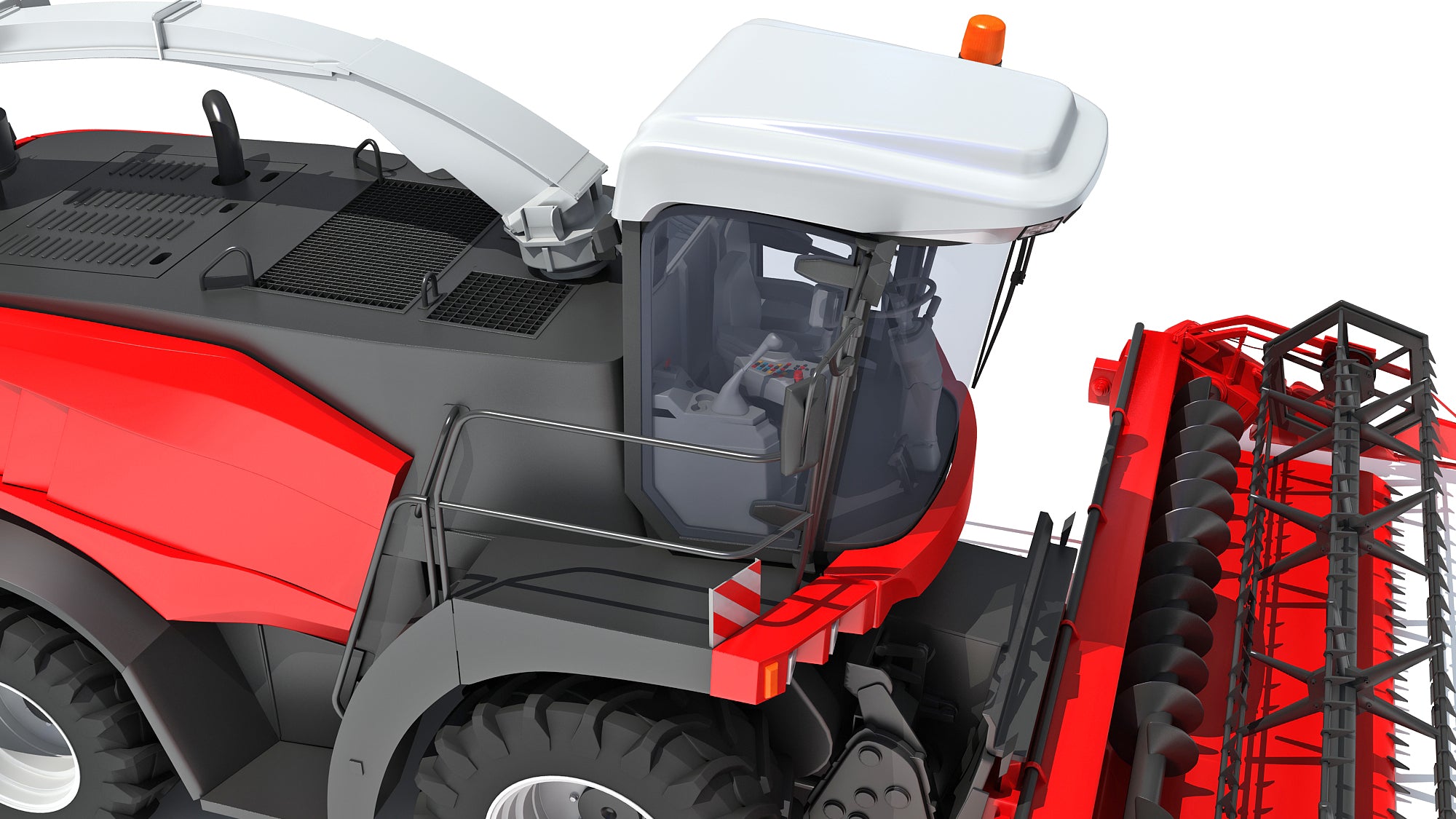 3D Red Combine Harvester