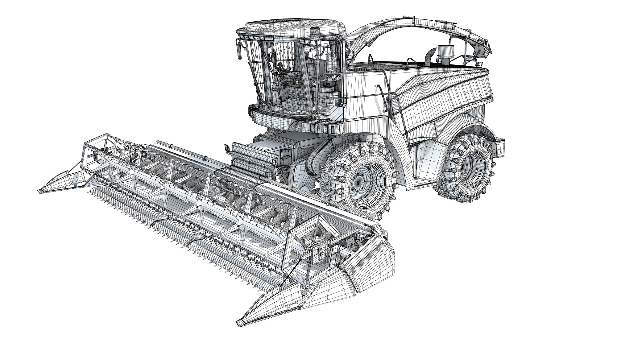 3D Red Combine Harvester
