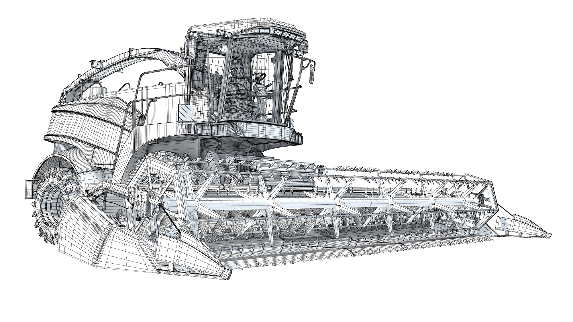 3D Red Combine Harvester