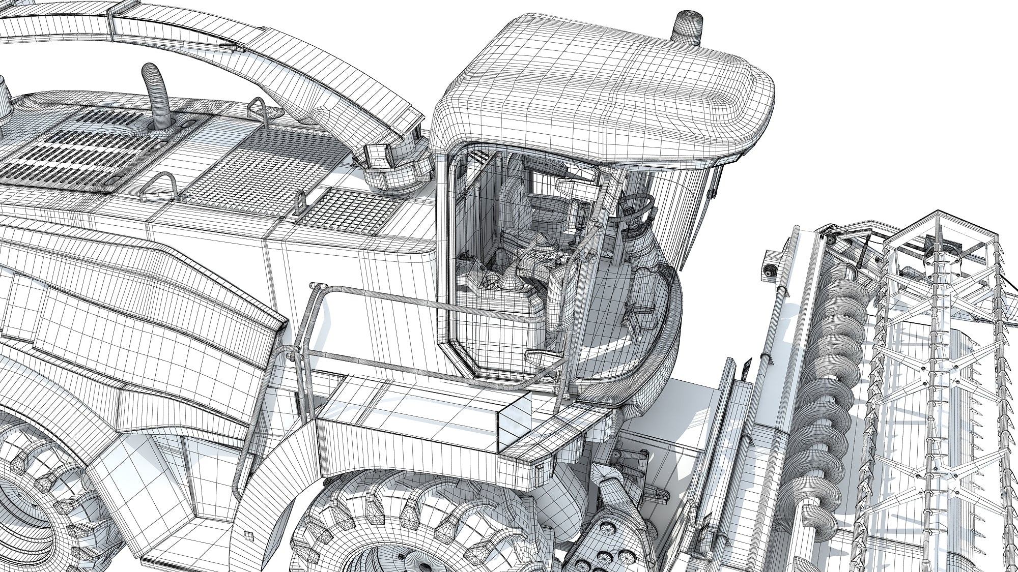 3D Red Combine Harvester