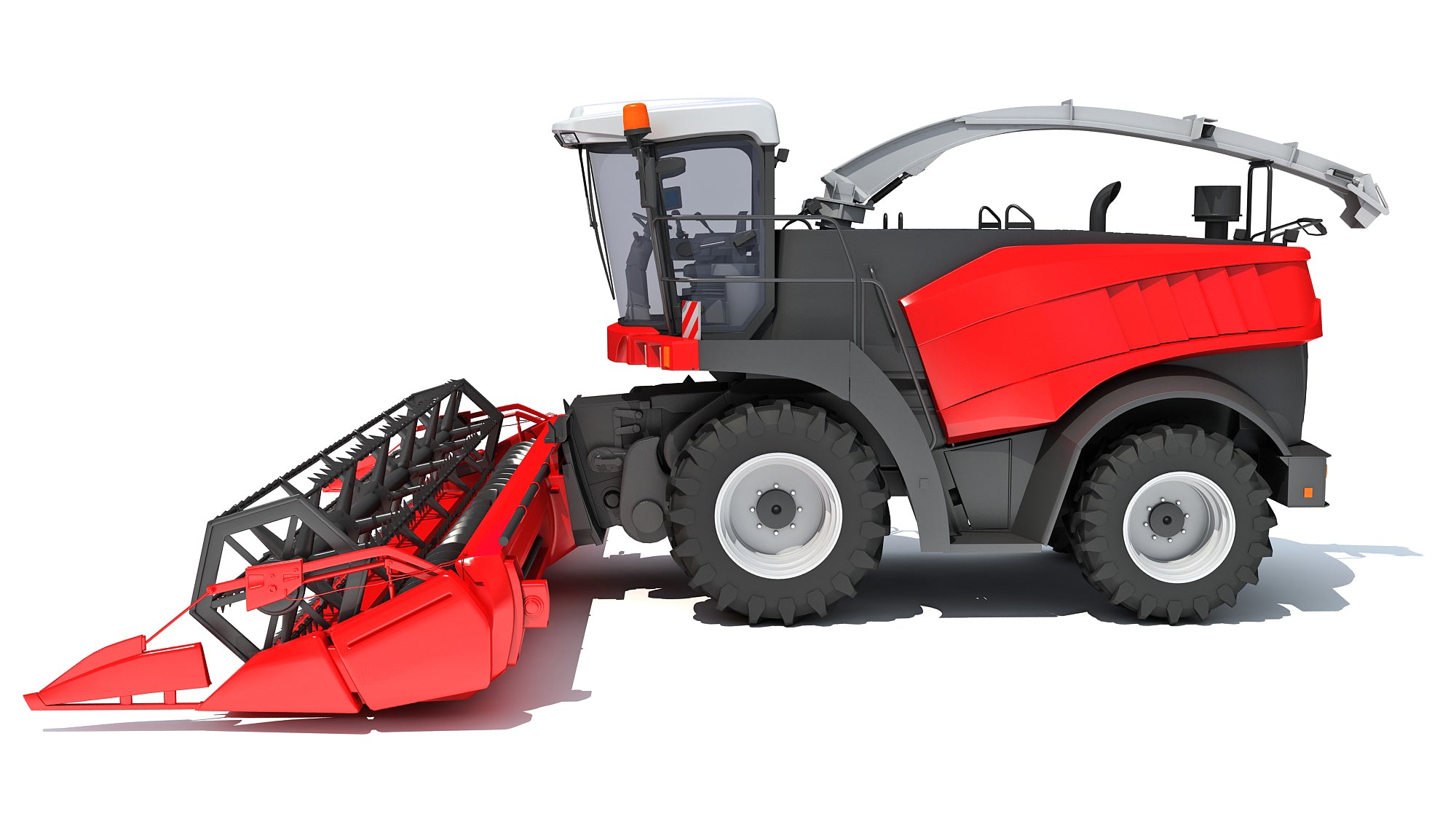 3D Red Combine Harvester