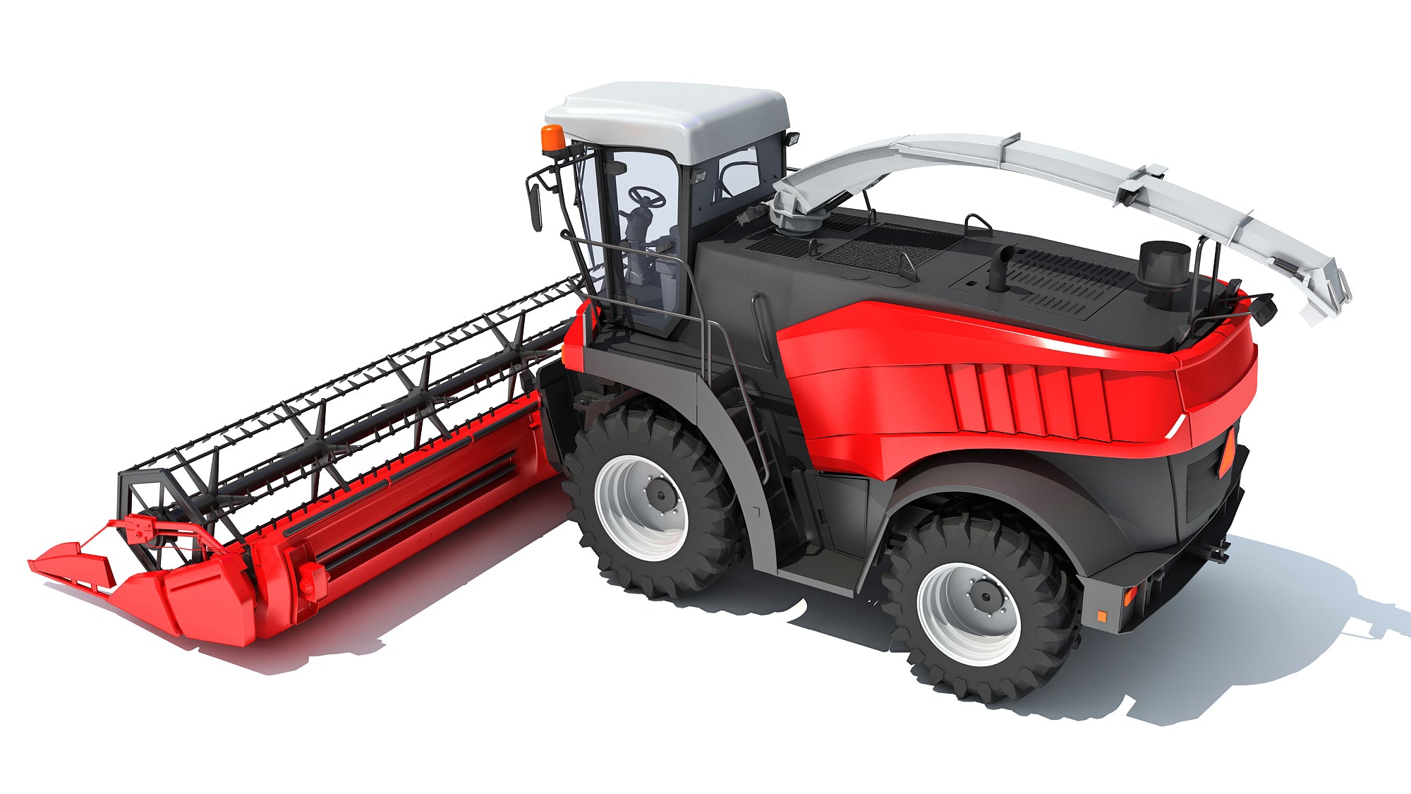 3D Red Combine Harvester