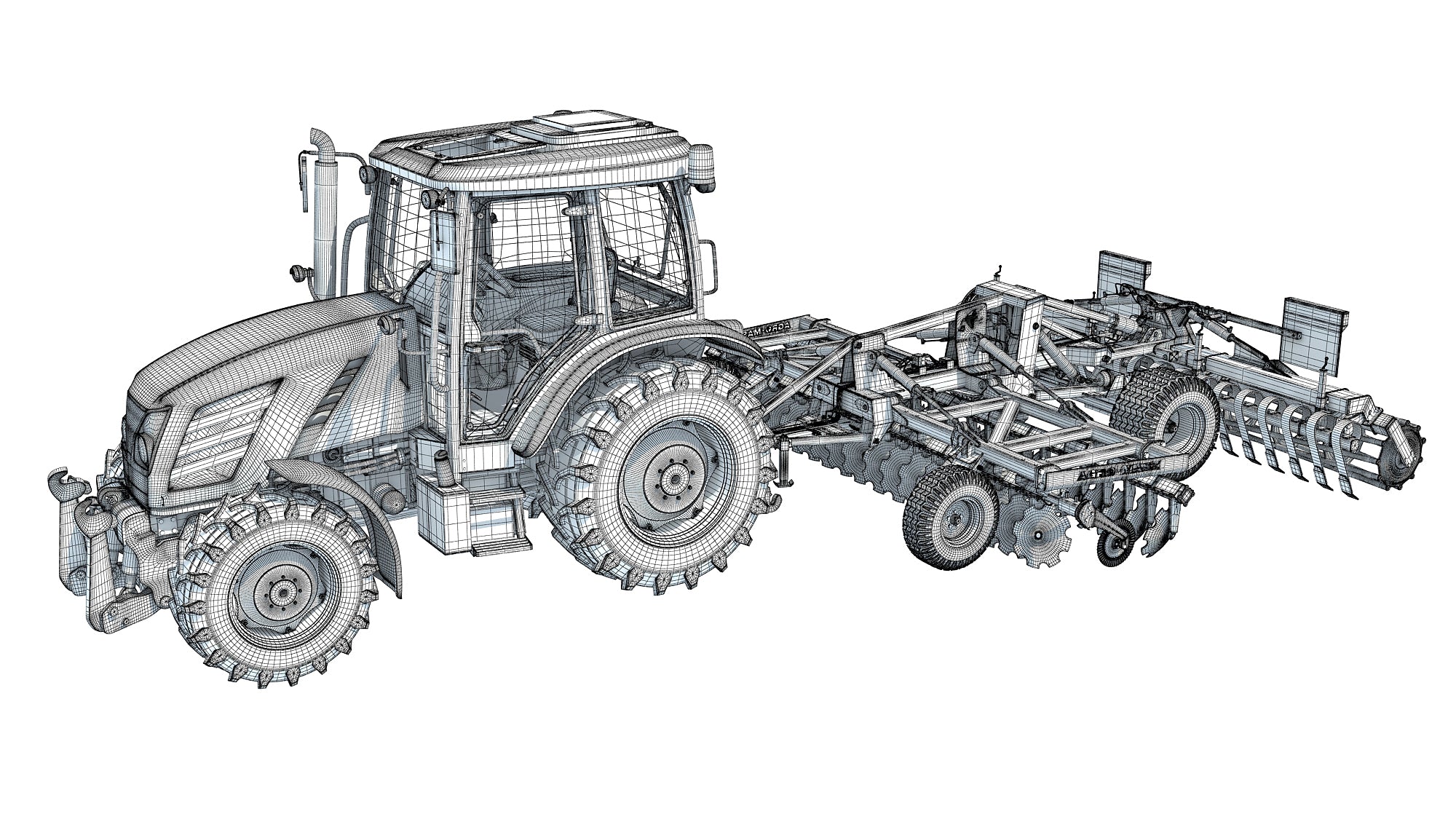 Tractor with Trailed Disc Harrow