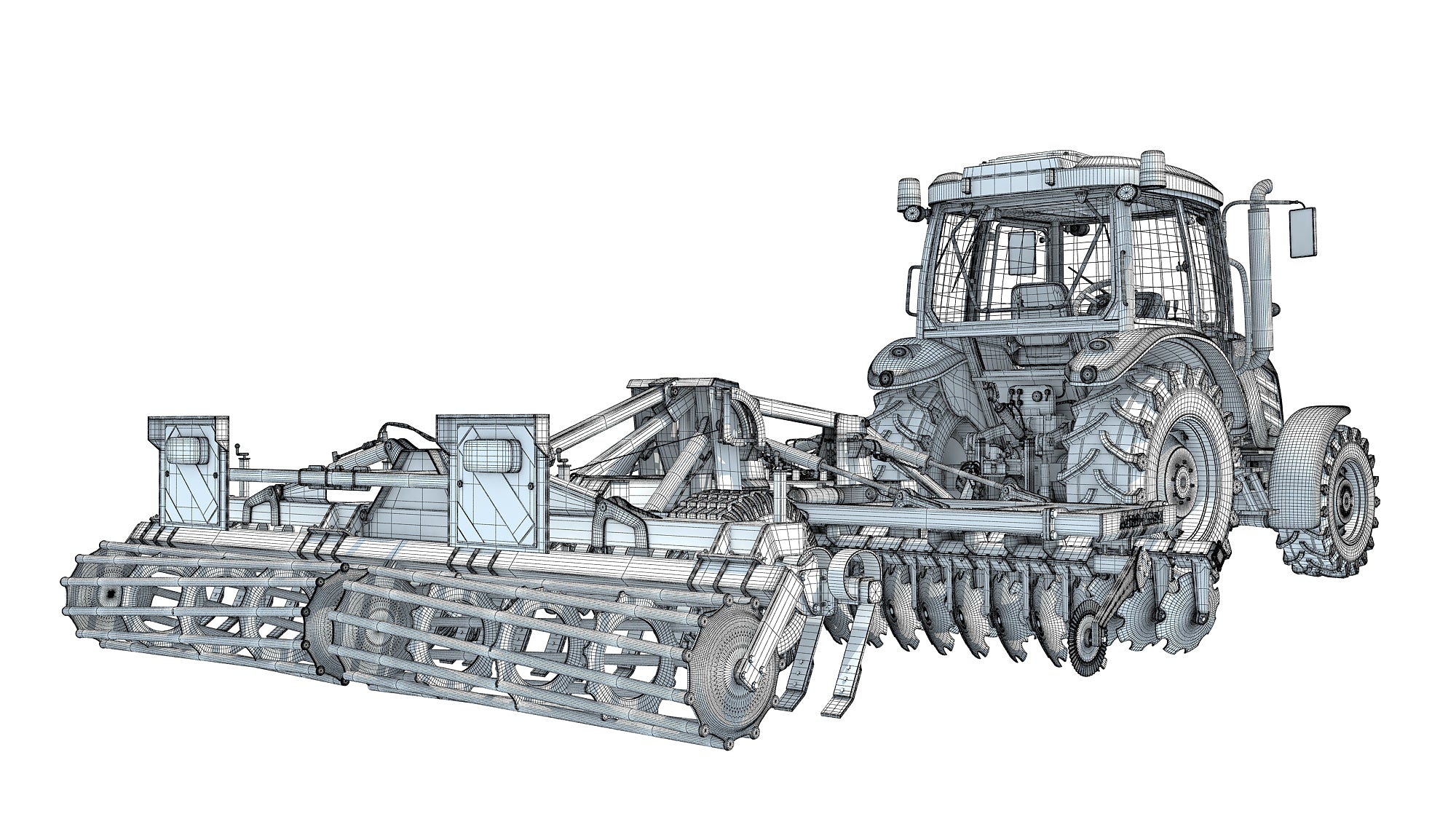 Tractor with Trailed Disc Harrow