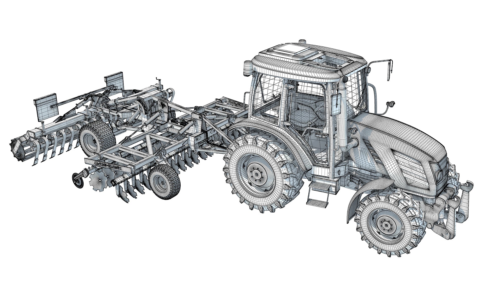Tractor with Trailed Disc Harrow