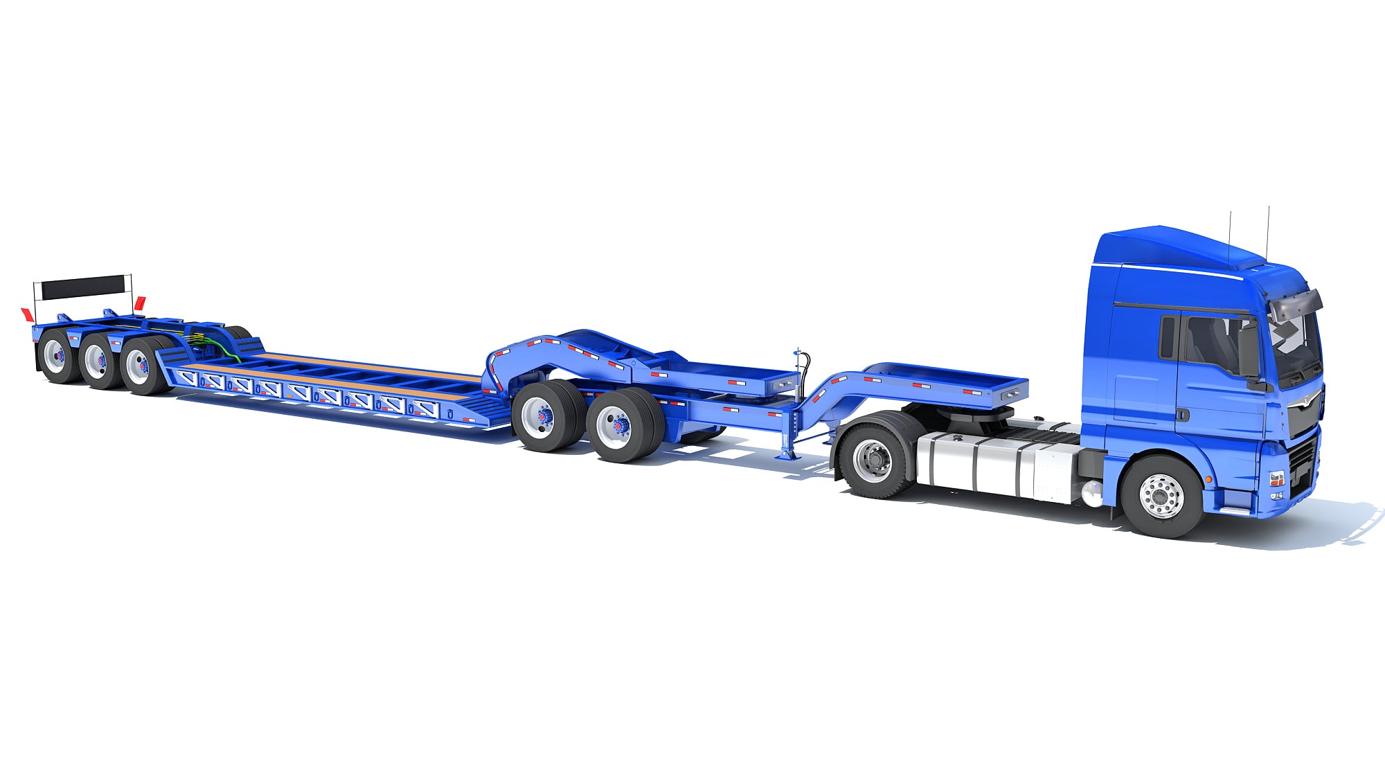 Semi Truck with Lowboy Trailer