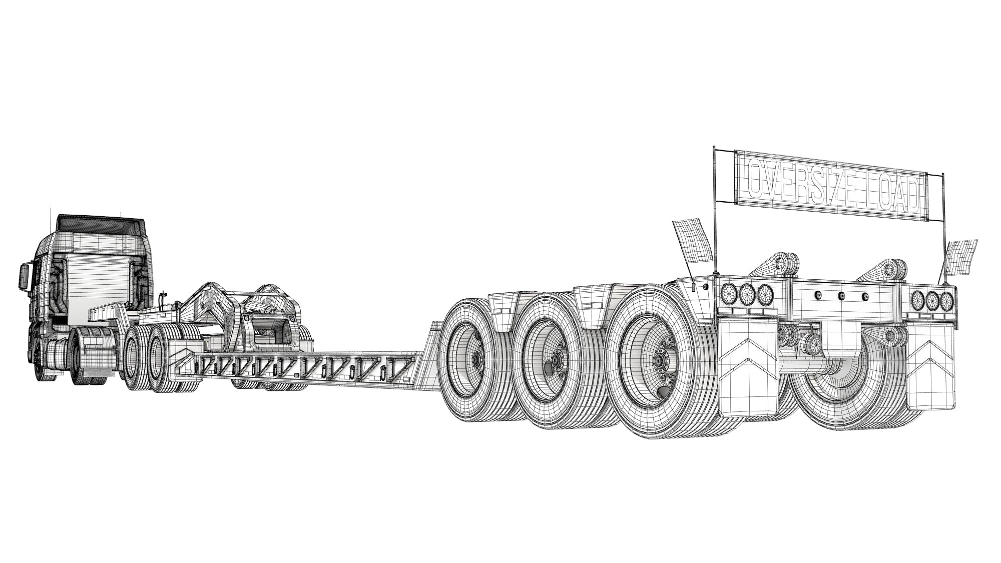 Semi Truck with Lowboy Trailer
