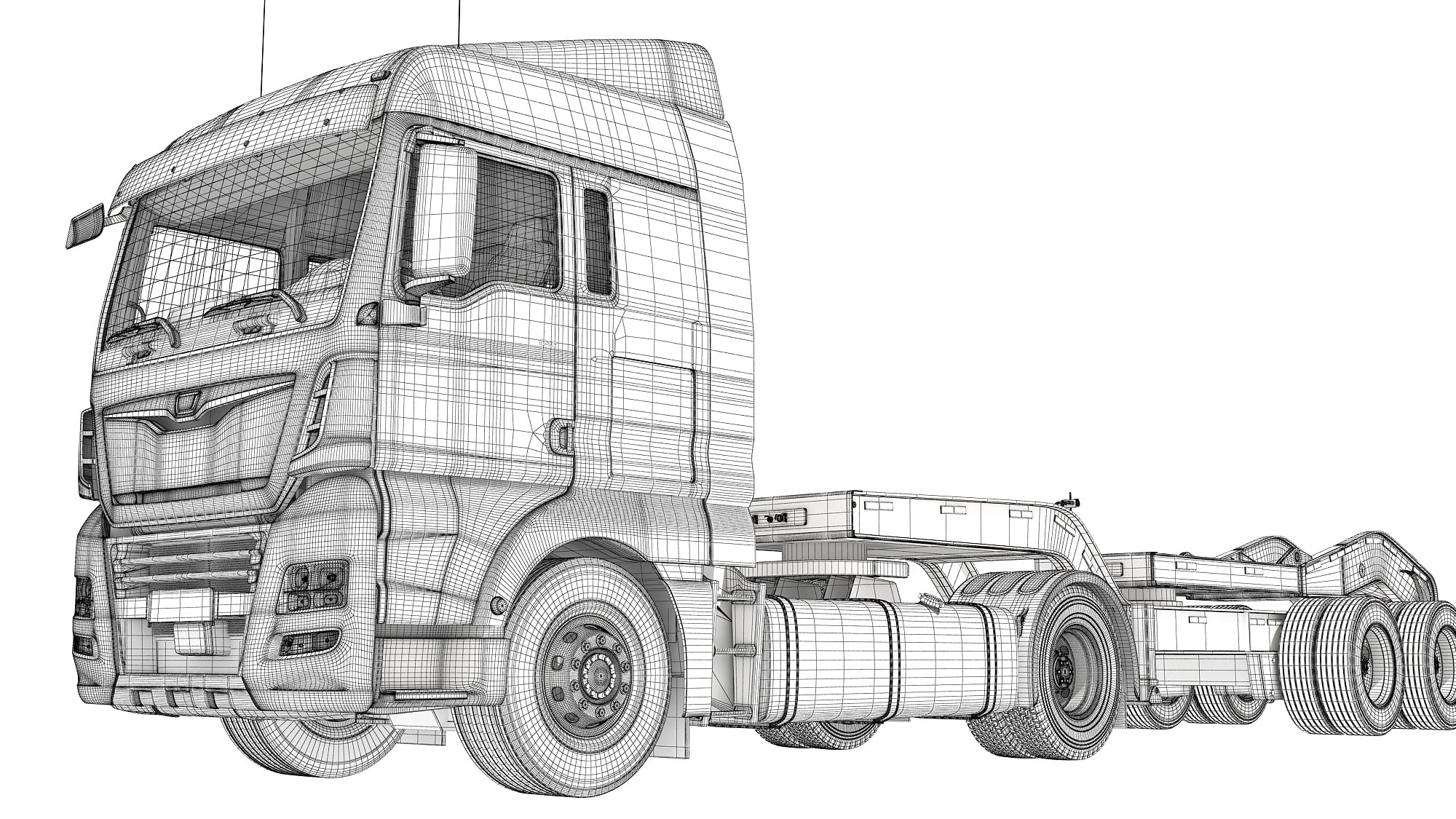 Semi Truck with Lowboy Trailer