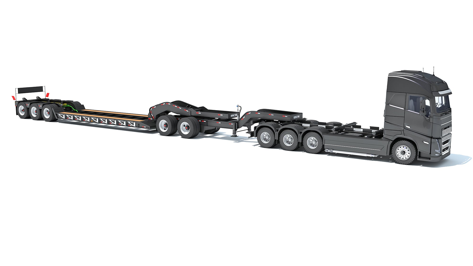 Semi Truck with Lowboy Trailer