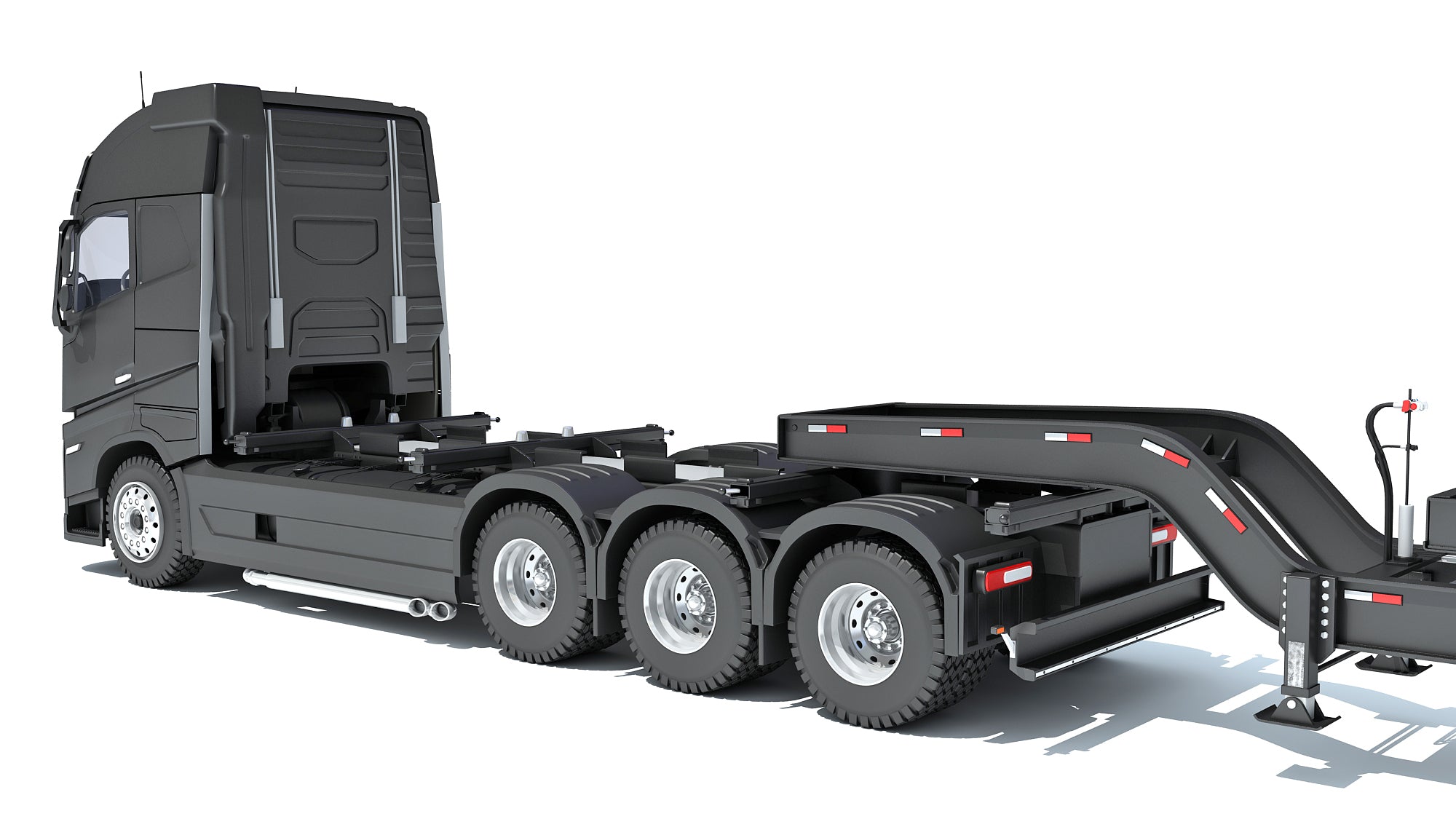 Semi Truck with Lowboy Trailer