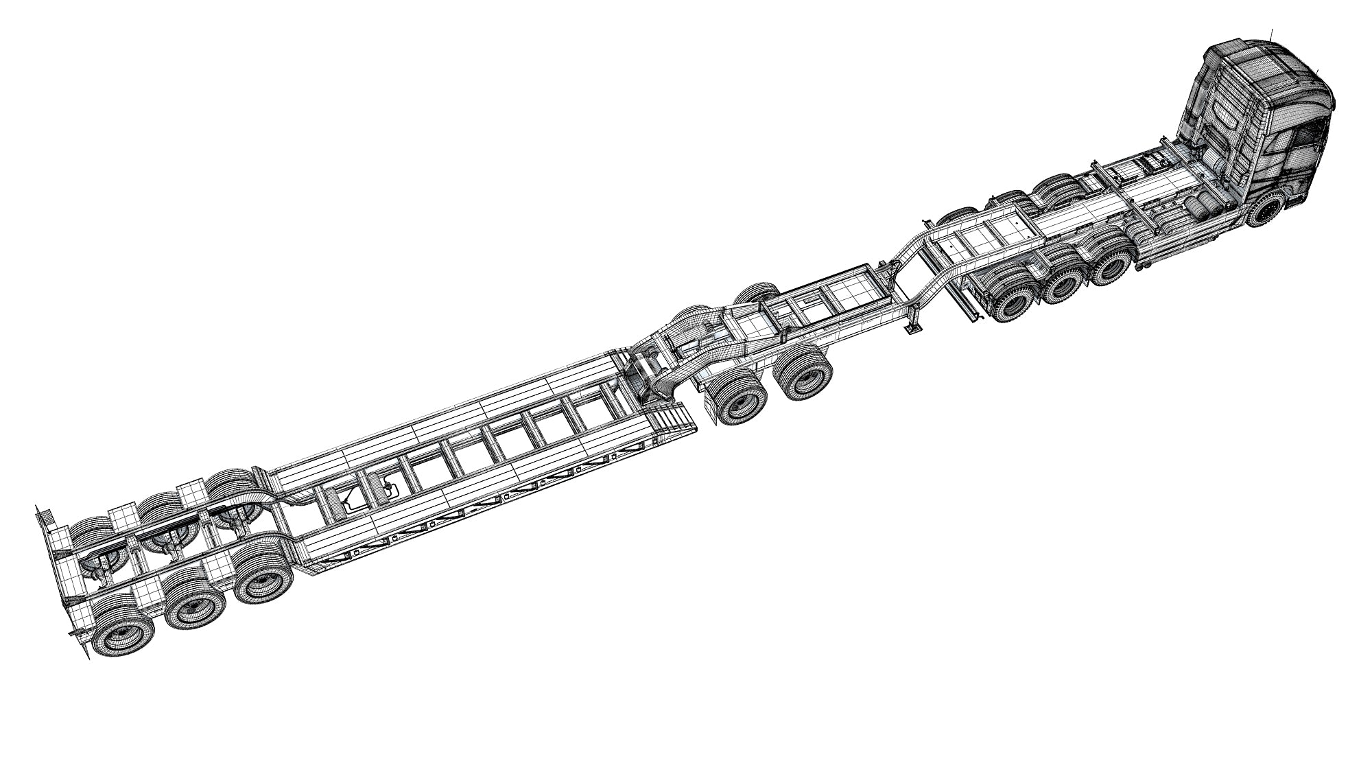 Semi Truck with Lowboy Trailer