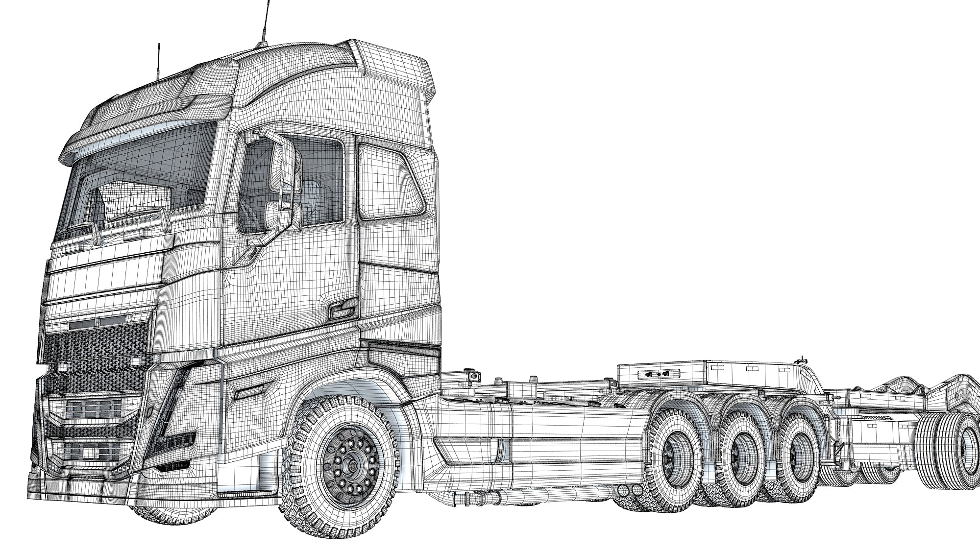 Semi Truck with Lowboy Trailer