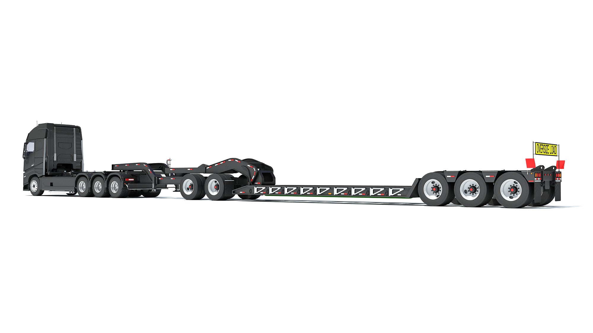 Semi Truck with Lowboy Trailer