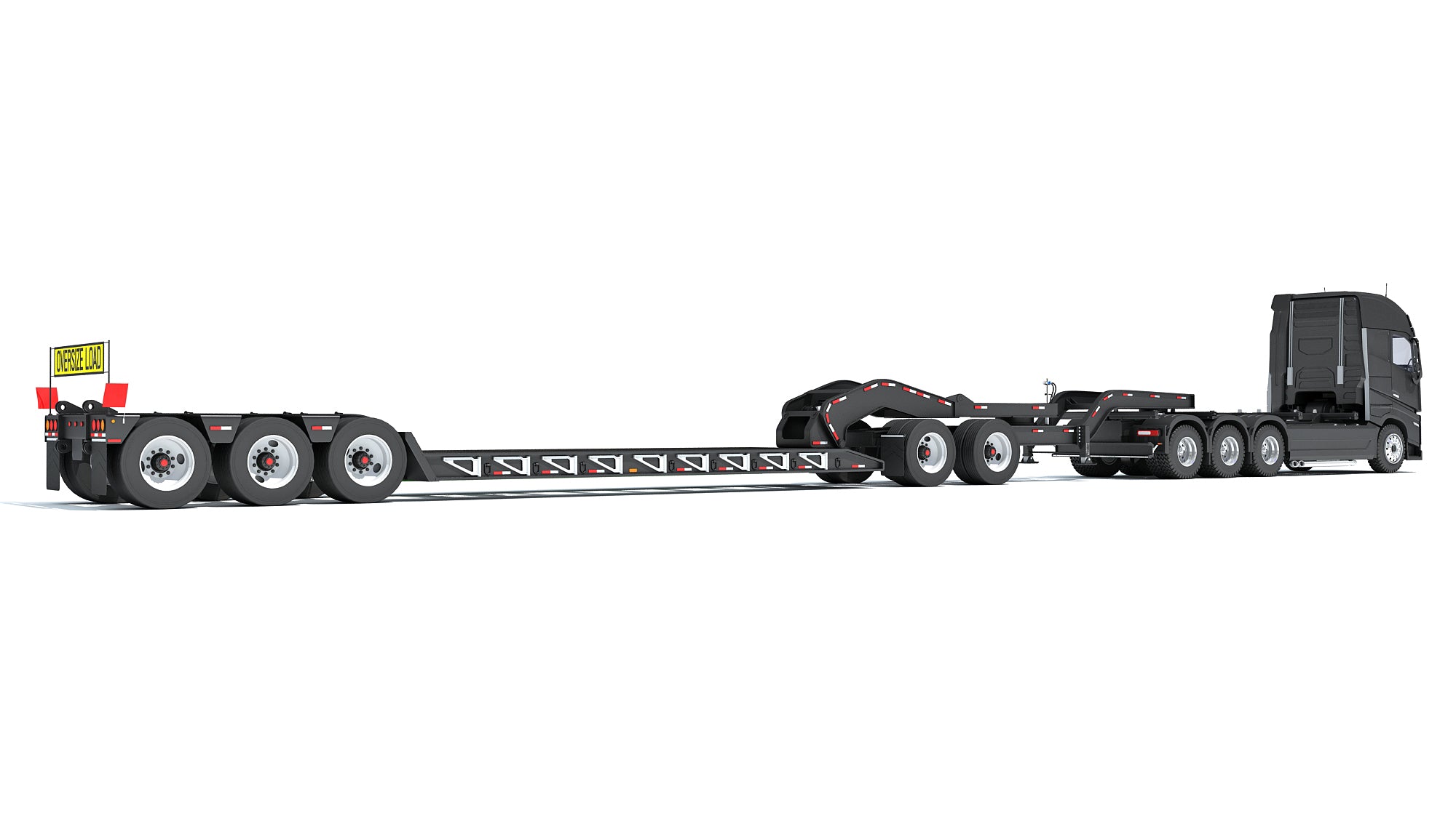 Semi Truck with Lowboy Trailer