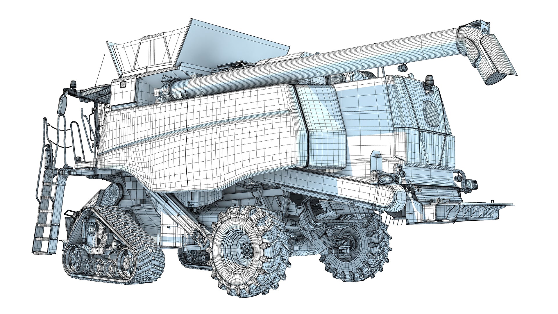 3D Tracked Combine Harvester Model
