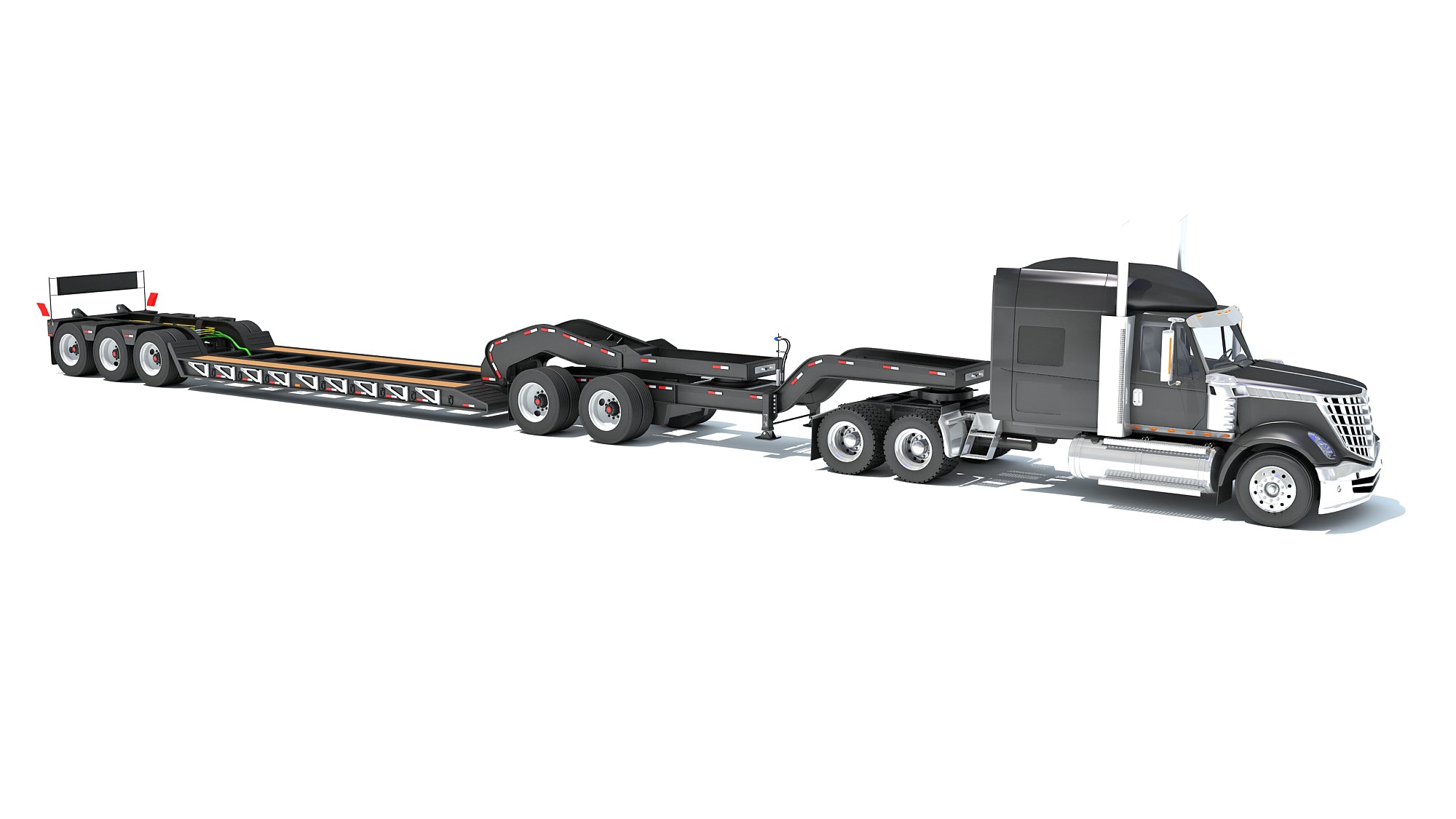 Semi Truck with Lowboy Trailer