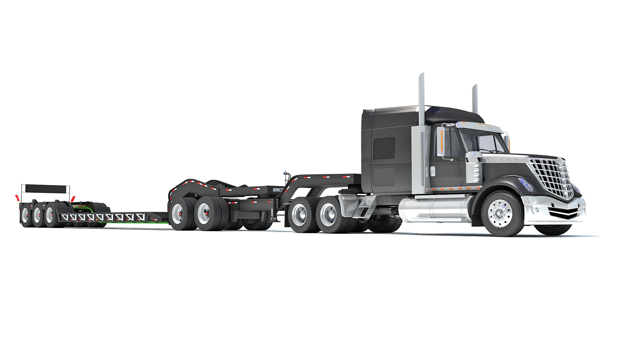Semi Truck with Lowboy Trailer