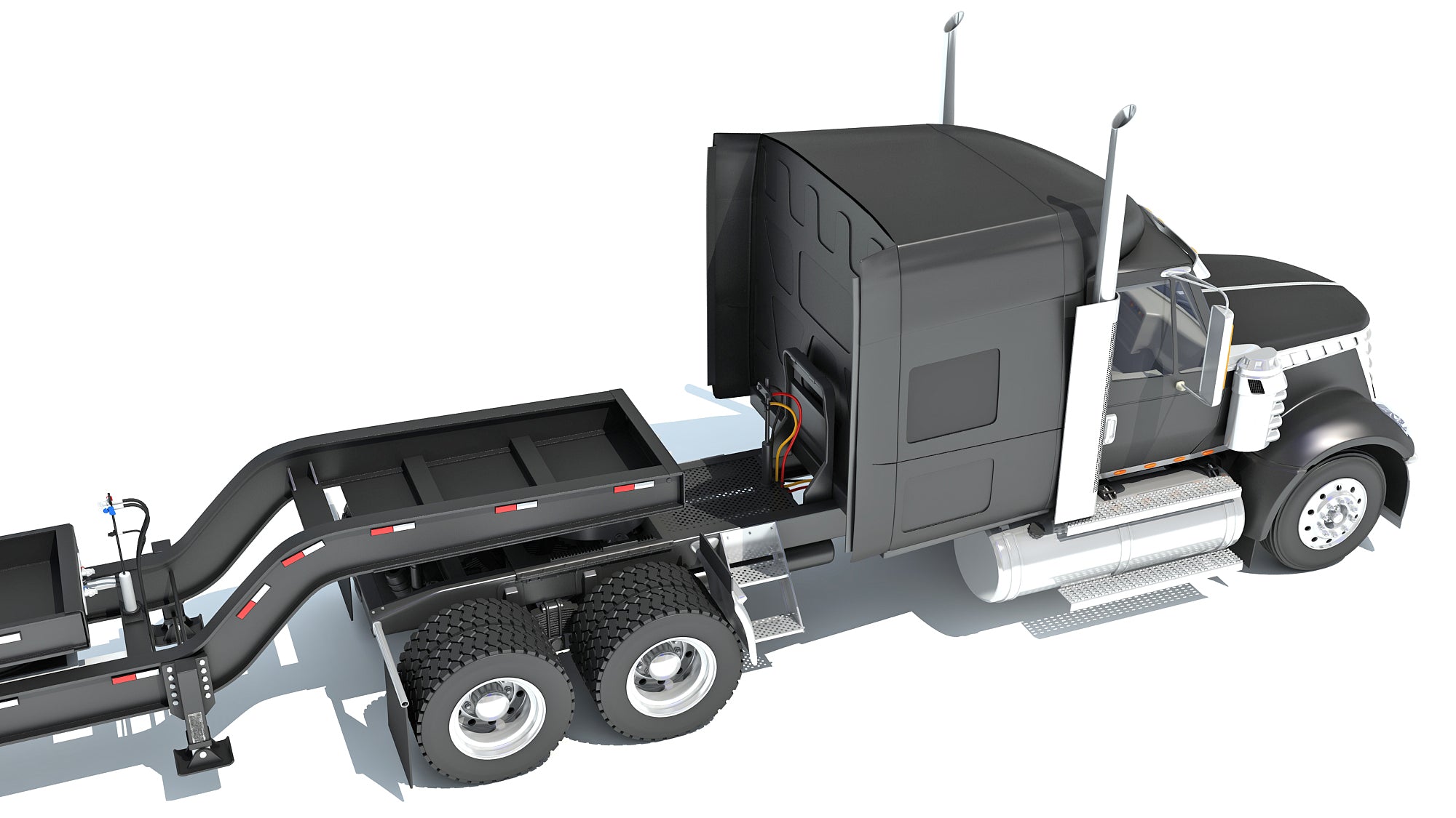 Semi Truck with Lowboy Trailer