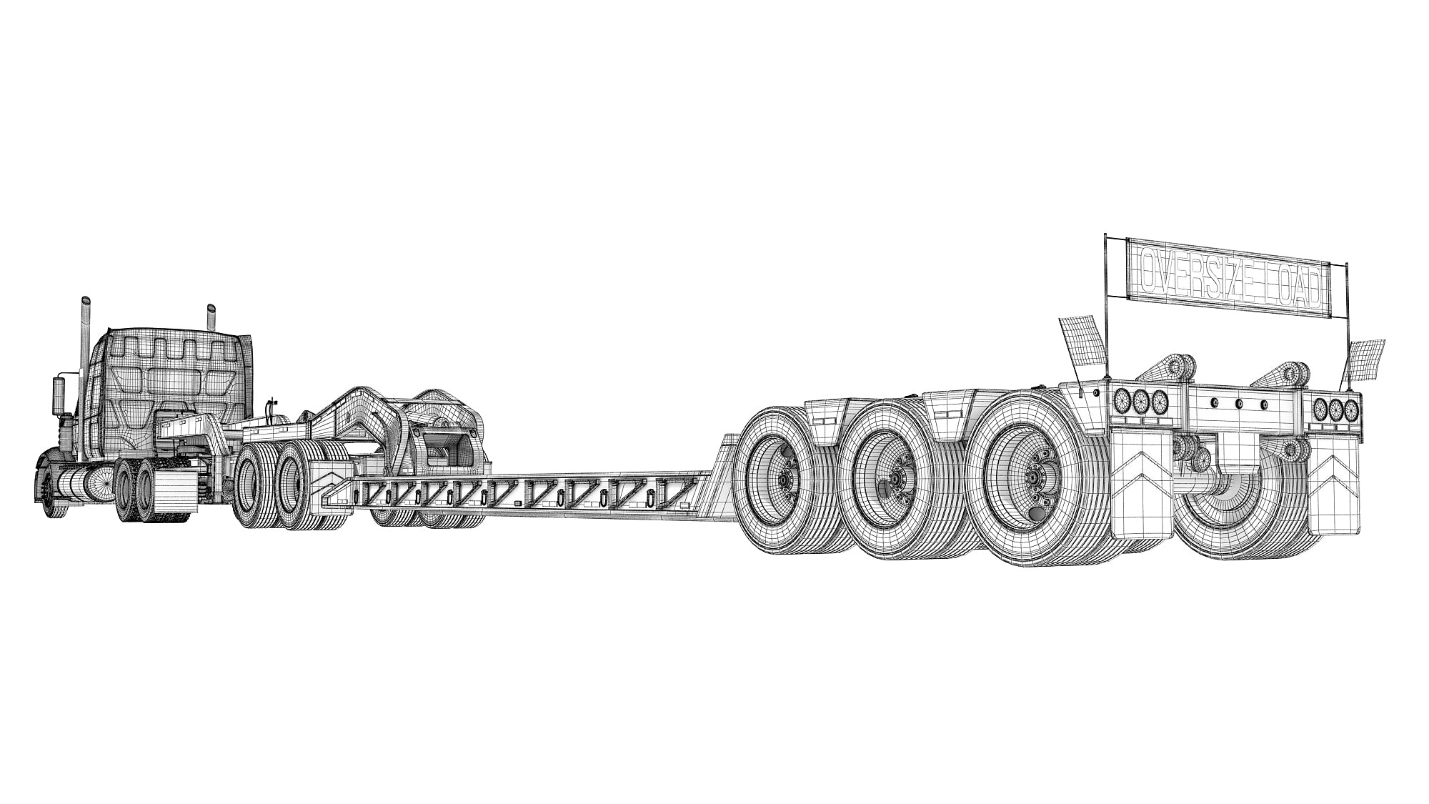 Semi Truck with Lowboy Trailer