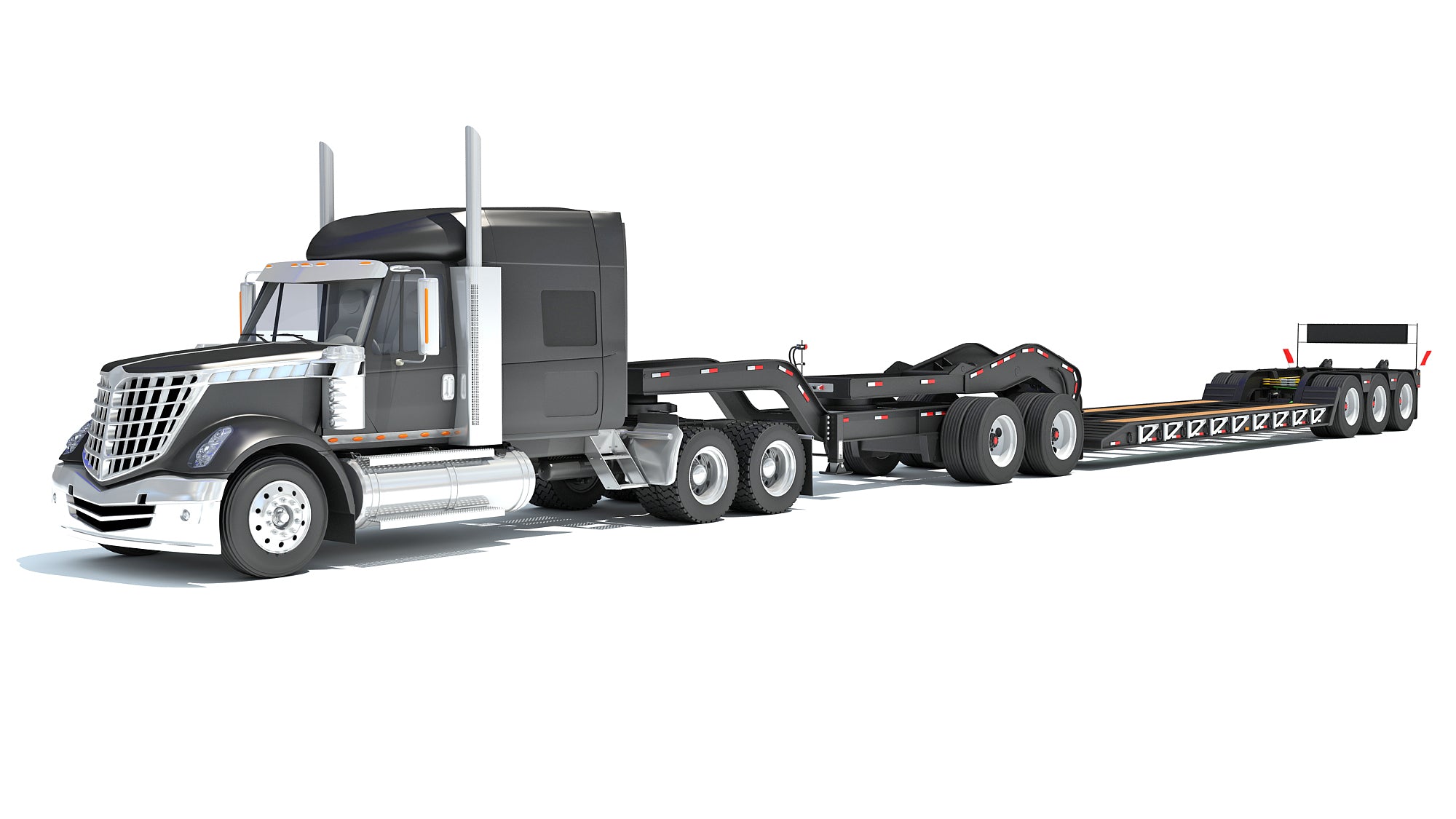 Semi Truck with Lowboy Trailer