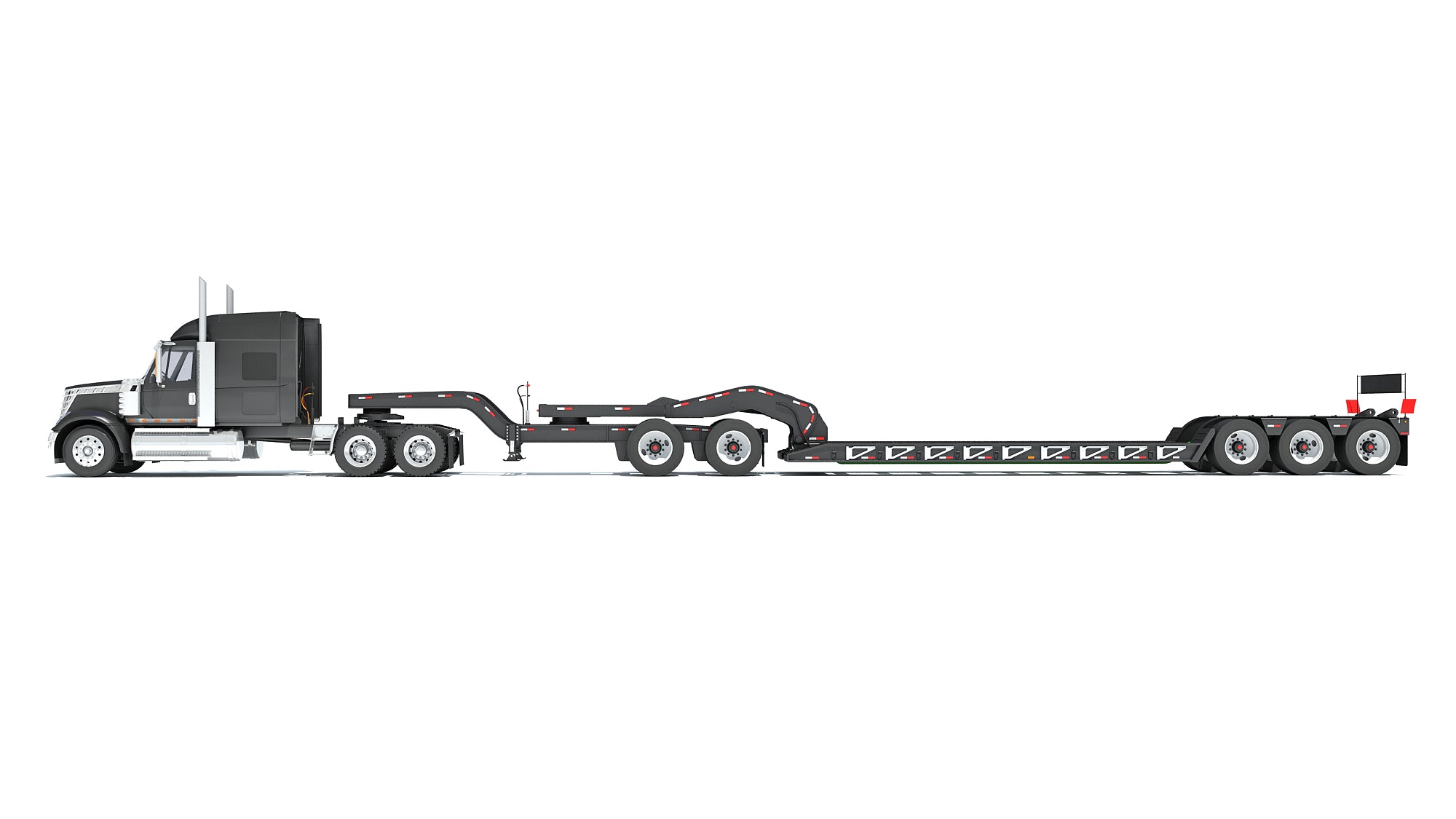 Semi Truck with Lowboy Trailer